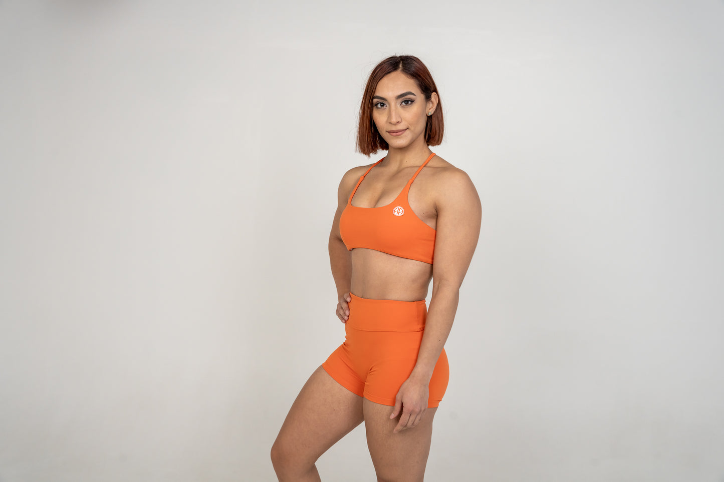 Active Criss Cross Bralette & Scrunch Short Set Orange