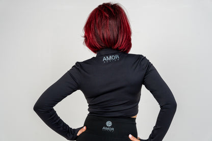 Amor Zip Crop Jacket Black
